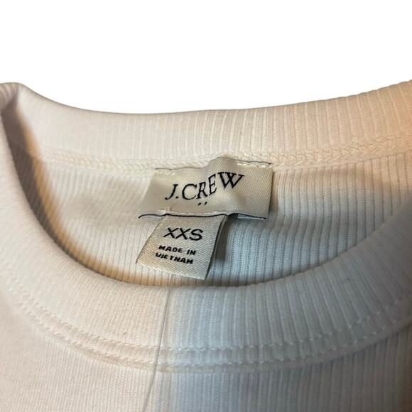 NWT J.Crew Factory White Ribbed High Neck Tank Top XXS Cotton Blend - Picture 4 of 5